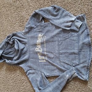 Cozy sweatshirt with funnel hood Grey and cream color